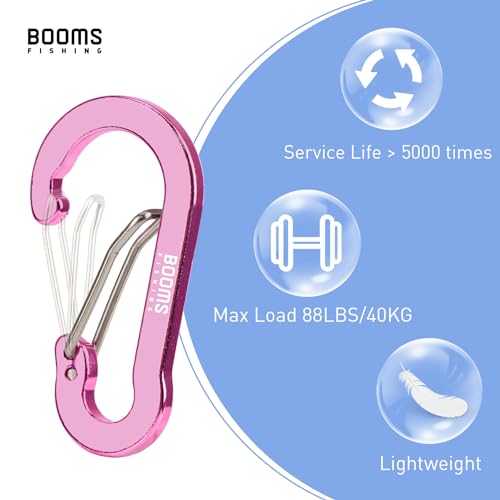 Booms Fishing CC1 Multi-Use Carabiner Clip, 6 Pack Small Caribeener Clips, Mini Keychain Caribeaner Clip 2 inch, Aluminum D Ring Carabiners, Multi-Colored - color: Pink, 6pcs