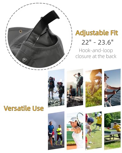 Men Women Safari Fishing Sun Cap with Removable Neck Flap UPF 50+ UV Protection Quick Dry Breathable Hats - color: Grey