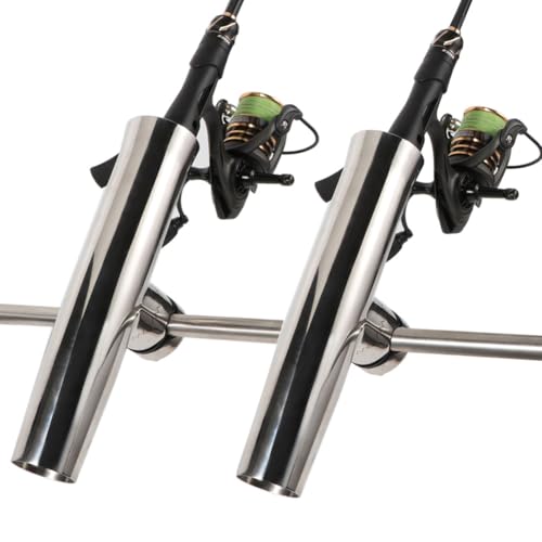 2PCS Stainless Tournament Style Clamp on Fishing Rod Holder for Rails, Rail Mount Rod Holder