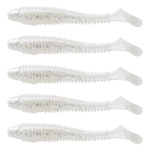 MAFIMOEA50/40/30Pcs Paddle Tail Swim Baits Lures Fishing Soft Plastic Lure Kit for Bass Trout Walleye Crappie 5.5cm 6.5cm 7.5cm - color: White, size: 7.5cm/2.95in-30pcs
