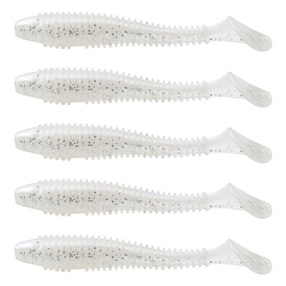 MAFIMOEA50/40/30Pcs Paddle Tail Swim Baits Lures Fishing Soft Plastic Lure Kit for Bass Trout Walleye Crappie 5.5cm 6.5cm 7.5cm - color: White, size: 7.5cm/2.95in-30pcs
