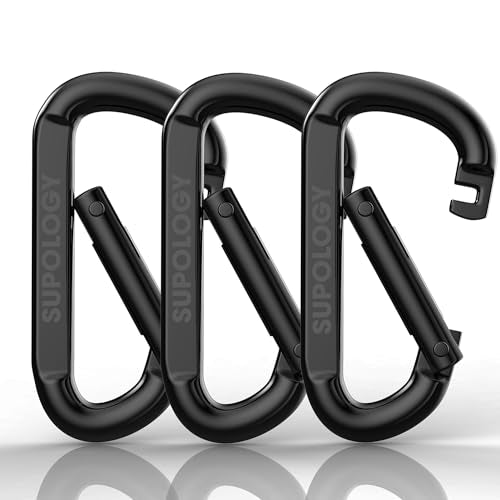 Heavy Duty Carabiner Clip, Steel Carabiners 1100lbs 3" D Shaped Spring Hook Small Clips for Hammocks, Hiking, Keychains, Outdoors and Gym, Dog Leash and Key Ring - style: 3PCS 3'' Clips