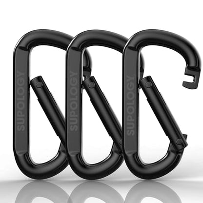 Heavy Duty Carabiner Clip, Steel Carabiners 1100lbs 3" D Shaped Spring Hook Small Clips for Hammocks, Hiking, Keychains, Outdoors and Gym, Dog Leash and Key Ring - style: 3PCS 3'' Clips
