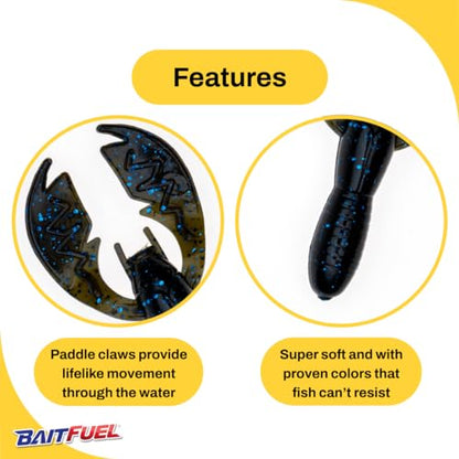 BAITFUEL Baby PACA Craw - color: Black/Blue Flake