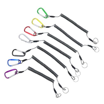 Dnyta 7 Pcs Retractable Wire Key Lanyard, High Elastic Steel Wire Fishing Lanyards with Carabiner and Keychain, Tool Lanyard for Keys Pliers Boating, Multi Colored