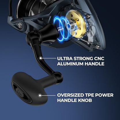 KastKing ReKon Saltwater Spinning Fishing Reel – Up to 55LBs Max Drag Big Game Fishing Reel - Innovative NyliTech Body- Water Resistant - MaxiDur 5+1+1 Corrosion-Resistance Bearing System - size: 4000