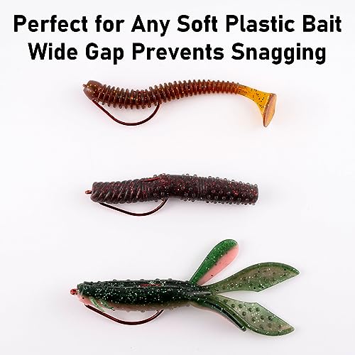 Dr.Fish EWG Hooks Bass Fishing Worm Hooks Extra Wide Gap Freshwater Fishing Carolina/Texas Rig - color: Red, size: #1/0-100Pack