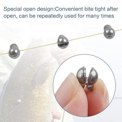 Split Shot Fishing Weights Sinkers Assortment Kit Removable Split Shot Sinkers Lead Weights Round Fishing Line Sinker Clip On Weights for Saltwater Freshwater Fishing - style: 170pcs/Kit