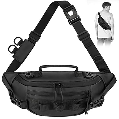 THKFISH Fishing Waist Pack, Fishing Tackle Bag Waterproof Fanny Pack for Women & Men Portable Sling Bag - color: BLACK-REGULAR