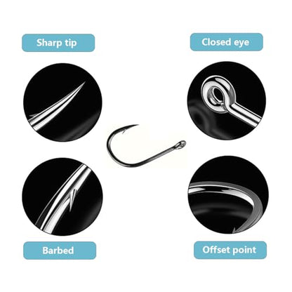 Dyxssm Small Fishing Hooks for Freshwater, 1000pcs 600pcs 400pcs Trout Fish Hook Set, 10 Sizes #2-#20 - color: Black, style: 600pcs (#2-#20)
