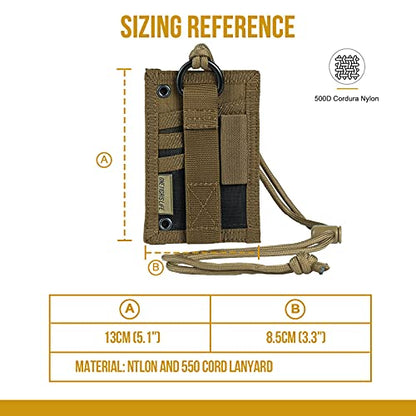 OneTigris Tactical ID Card Holder Hook & Loop Patch Badge Holder Neck Lanyard Key Ring and Credit Card Organizer (Coyote Brown) - color: Brown