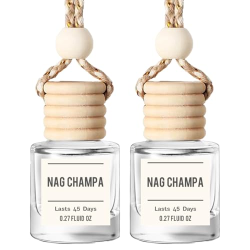 Nag Champa Car Air Freshener – Hanging Essential Oil Diffuser for Car, Closet, or Sacred Space – Long-Lasting Natural Aroma, 2-Pack Spiritual Deodorizer
