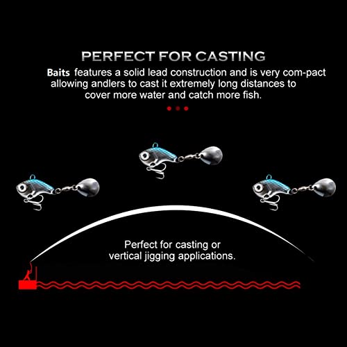 Fishing Lures VIB Tail Spinners Bait Metal Sinking Lures Fishing Jigs Blade Baits Bass Crankbait Fishing Spinner Blade for Bass Fishing Lure Kit with Tackle Box