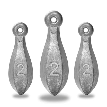 BLUEWING Bank Sinker 1LB/2LB/3LB/5LB/6LB Box Fishing Weights Saltwater Bullet Lead 1oz,2oz,3oz,5oz,8oz,10oz,12oz,16oz,32oz - style: #03 2oz, 7 Pack