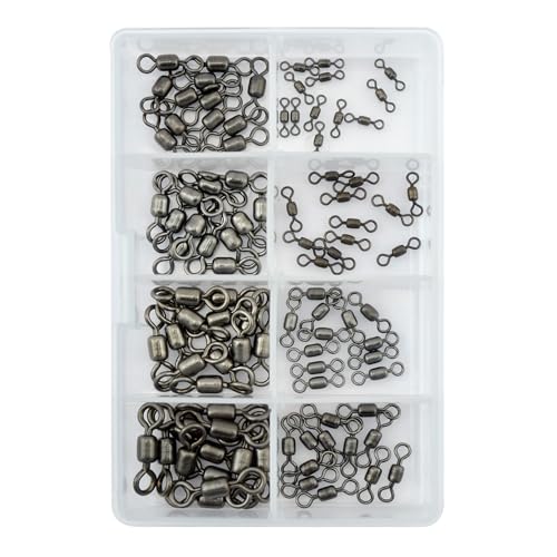 American Fishing Wire Fishing Swivels - Mighty Mini 100% Stainless Steel Snap Crane Swivels, 3X Stronger Than Brass, For Terminal Tackle Box, Up to 600lb Test - Fishing Gear for Fishing Line Leaders - style: Mighty-Mini Stainless Steel Swivels Kit
