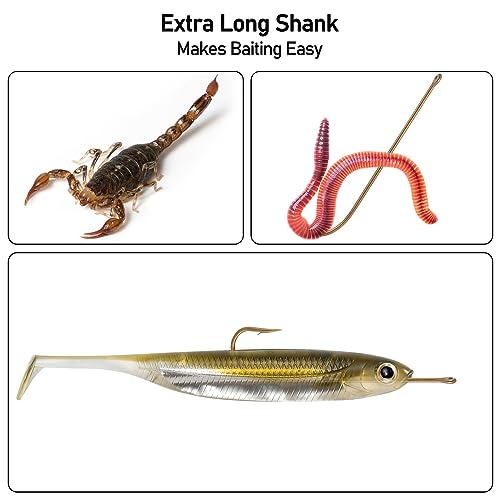 Dr.Fish 100 Pack Aberdeen Fishing Hooks Freshwater Hooks Extra Long Shank Bronze Light Wire Offset Live Bait Hooks Bass Crappie Walleye Panfish Bluegill Bream - size: #2/0-100 Pack