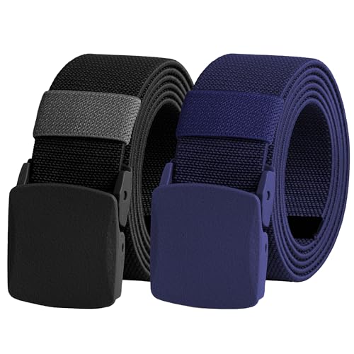 UNGGJKB Men's Tactical Belt, Nylon Casual Elastic Belt, Work Belt That Can Be Cut And Adjusted - color: Blue/Black-stretch