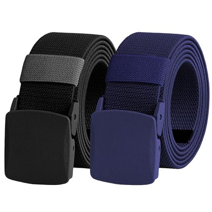 UNGGJKB Men's Tactical Belt, Nylon Casual Elastic Belt, Work Belt That Can Be Cut And Adjusted - color: Blue/Black-stretch