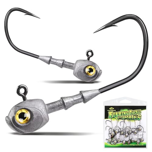 LUCKYFISHING Swimbait Jig Head 40/30/25/20/15Pcs Freshwater Saltwater Jig Heads for Bass Walleye Trout Fishing Gifts for Men 1/8oz 1/5oz 1/4oz 3/8oz 1/2oz - color: Natural Color: 1/2oz(14g)-3/0-15Pcs