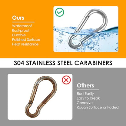 KATUMO 2 Inch Carabiner Clip, 304 Stainless Steel Spring Snap Hook, 207LBS Holding Capacity Quick Link Clip, Small Metal Clips for Key Chain Flag Dog Leash Camping Hiking Fishing Hanging - size: 40 PCS