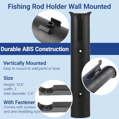 Fishing Rod Holders Wall Mounted 3 Pole Tubes Adjustable Fishing Rod Holder Bracke for Boat Kayak Garage Cooler Trailer Portable with Hardware - color: Black-2 Pole