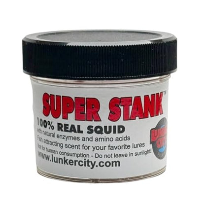 Lunker City Fishing Super Stank Fish Attractant Scent Squid Shiner Crawfish 100% Real Organic Bait Waterproof Gel in Jar for Bass Lures and Jigs - style: Squid