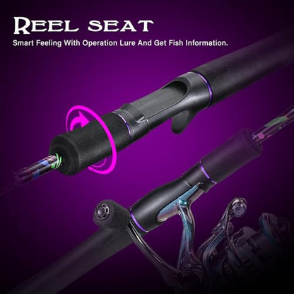 Sougayilang Fishing Rod, 2-Piece Graphite Composite Blank/Fiber Glass Spinning & Casting Rod with EVA Grip, Smooth Transition Fishing Pole - size: 6'0", style: Graphite Blank - Casting Rod