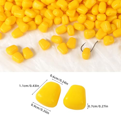 100-Piece Silicone Corn-Flavored Soft Baits, Floating Corn Kernels, Carp Fishing Fake Baits, Bionic Rubber Fishing Lures 0.43in/1.1cm 0.015oz/0.43g