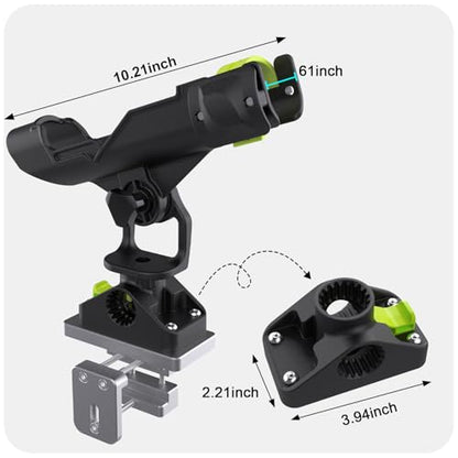 Combo Mount Fishing Rod Holders - 360 Degree Adjustable Boat Rod Rack - style: Rod Holder+rail Mount+track Mount