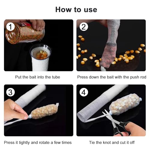 DONQL 5M PVA Mesh Carp Fishing with Scissors, 45" Fast Water Soluble Mesh Bags Refill Bait with Plunger, PVA Bags Carp Fishing Refill Stocking for Boilie Rig Pellets Bags Holder - size: 37mm