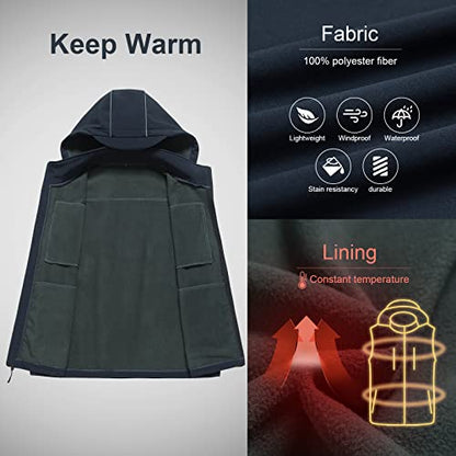 CREATMO US Men's Casual Lightweight Warm Thin Outerwear Vest Windbreaker Sleeveless Jacket With Removable Hood - color: Navy, size: 3X-Large