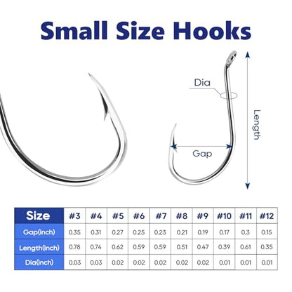 UCEC Octopus Hooks Saltwater Freshwater, Small Fishing Hooks 1000/400/150PCS Barbed Catfish Bend Eye Circle Hook, for Dad Fish Hook Kit Size1/0#1#2#3#4#5#6#7#8#9#10#11#12 - color: 1000PCS Size: #3 #4 #5 #6 #7 #8 #9 #10 #11 #12