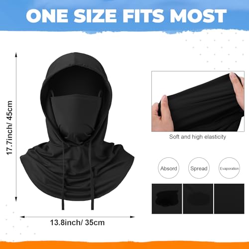 Funtery Summer Cooling Balaclava Mask, UV Protection Hood Mask Breathable Cycling Face Cover Full Head Scarf for Men Women - color: Black
