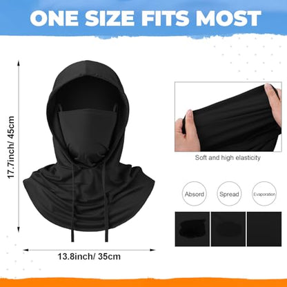 Funtery Summer Cooling Balaclava Mask, UV Protection Hood Mask Breathable Cycling Face Cover Full Head Scarf for Men Women - color: Black
