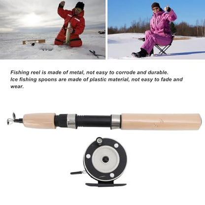 Sorandy 65cm Ice Fishing Rod Reel Combo, Fishing Pole Kit, Smooth Rotation, Comfortable Grip, Non Slip, Spinning Ice Fishing Combo, Fiberglass Material, #711