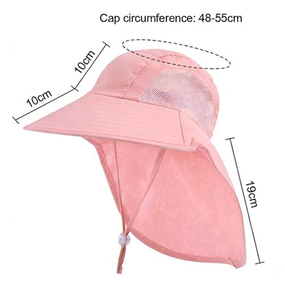 Kids-Sun Hat with Neck Flap Wide-Brim Fishing-Hat Lightweight Ponytail-Hat UV-Protection Summer Toddler Beach-Hat