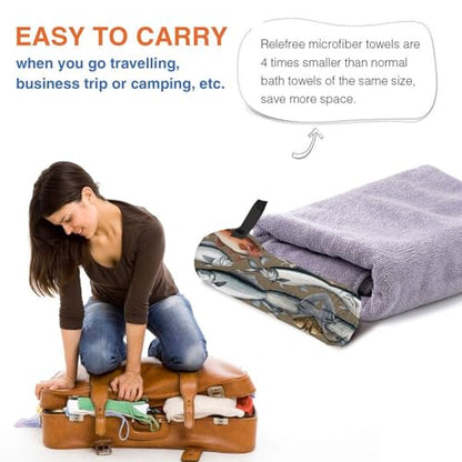 Fishing Bait Print Ultra-Absorbent Microfiber Towel for Outdoor Camping, Hiking, Beach, Travel, Gym, and Home - size: 31.5"x63"