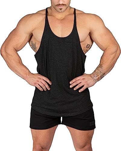 Stringer Bodybuilding Tank Tops Low Cut Off Gym Workout Training Stretch Polyester Quick Dry T Shirts - color: Black, size: XX-Large