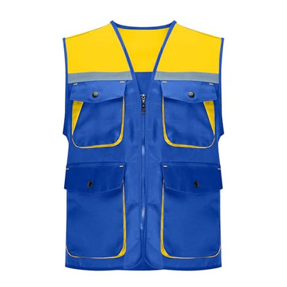 Breathable Fishing Vest for Adults and Youth Multi-Pockets Sleeveless Jacket Photography Travel Hiking Waistcoat - color: Blue, size: Medium