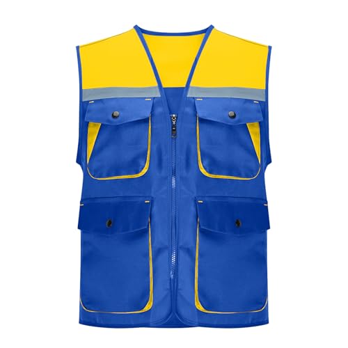 Breathable Fishing Vest for Adults and Youth Multi-Pockets Sleeveless Jacket Photography Travel Hiking Waistcoat - color: Blue, size: 4X-Large