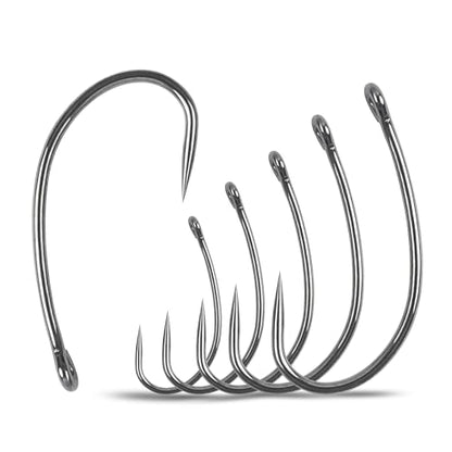 Barbless Fishing Hooks Curve Shank Carp Trout Circle Hooks Crank Fly Tying Hooks Carp Leader Hair Bait Rigs Fishing Accessoires for Freshwater Saltwater - size: 2#_80pcs
