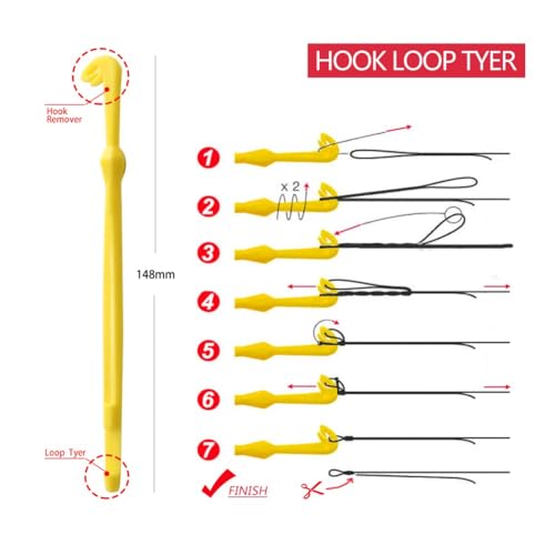 Manual Fishing Knot Tying Tool 2 Pcs – Stainless Steel and ABS Portable Hook Tier for Single Hook Rigging and Line Connecting