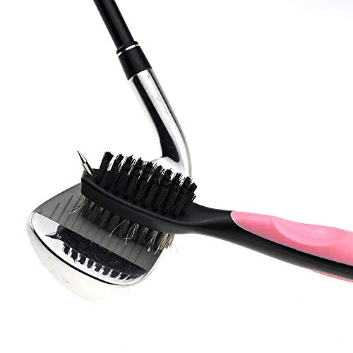 Mile High Life Microfiber Waffle Pattern Golf Towel | Club Groove Cleaner Brush | Foldable Divot Tool with Magnetic Ball Marker (Pink Towel/Brush/Fish Divot) - color: Pink Towel/Brush/Fish Divot