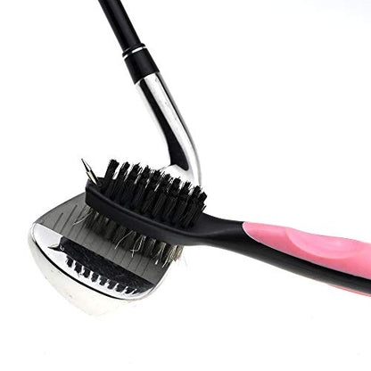 Mile High Life Microfiber Waffle Pattern Golf Towel | Club Groove Cleaner Brush | Foldable Divot Tool with Magnetic Ball Marker (Pink Towel/Brush/Fish Divot) - color: Pink Towel/Brush/Fish Divot