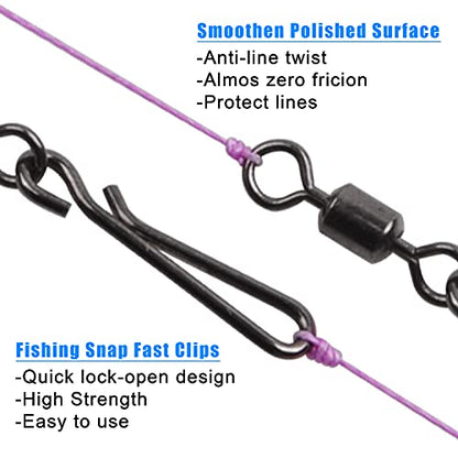 AGOOL Fishing Swivels Snaps Fishing Quick Clips, 60/200pcs Rolling Barrel Swivels with Quick Clips Snaps Swivels High Strength Speed Clips Connector Freshwater Saltwater Fishing Tackle - color: 4#-60pcs