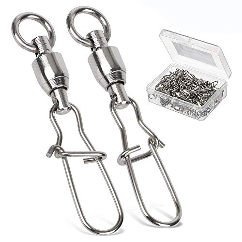 AMYSPORTS Duo Lock Snap Fishing Swivels Stainless Barrel Swivels Fishing Lure Snap Swivels Ball Bearing Swivels Fishing Tackle for Saltwater Fishing Freshwater Fishing - size: Size 3+3 (66lb) 25 pcs