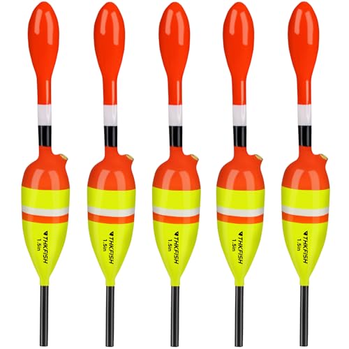 THKFISH Fishing Bobbers Fishing Floats and Bobbers Slip Bobbers for Fishing Balsa Floats Crappie Fishing Bobbers 1/6oz(3.47"X0.47"X6.73") 3/8oz(3.84"X0.6"X 7.2") 1/2oz(4.13"X0.75"X7.87") - color: Yellow-1.5IN