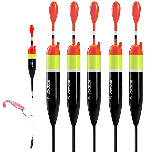 THKFISH Fishing Bobbers Fishing Floats and Bobbers Slip Bobbers for Fishing Balsa Floats Crappie Fishing Bobbers 1/6oz(3.47"X0.47"X6.73") 3/8oz(3.84"X0.6"X 7.2") 1/2oz(4.13"X0.75"X7.87") - color: Floatage 1/6oz(5g)-5pcs