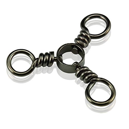 AMYSPORTS Fishing Connector Fish Swivels Tackle 3 Way Fishing Swivel Saltwater Freshwater Fishing Tackle Accessories Crossline Trolling Line Lure Connector - size: Size3 (51lb) 50 pcs