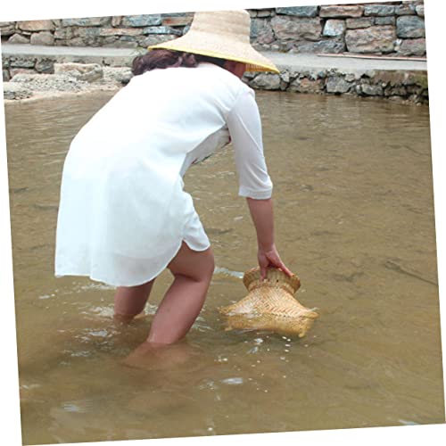 HANABASS Fishing Basket Bamboo Woven Portable Reusable Outdoor Shrimp Container Accessory